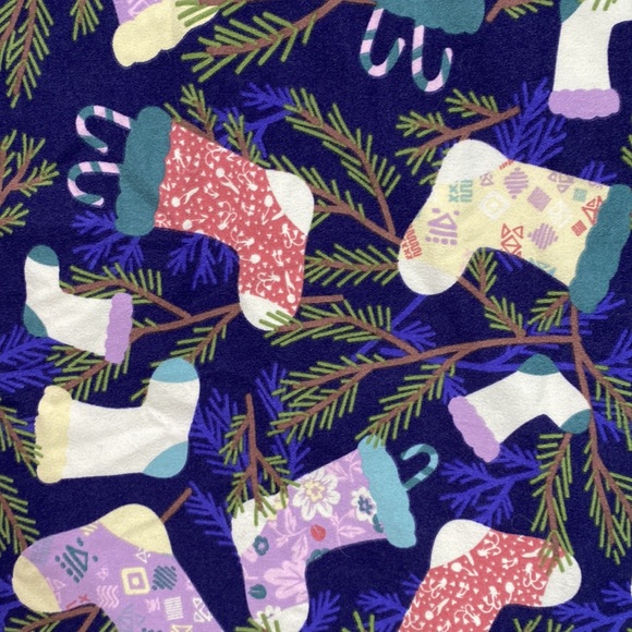 Lularoe Short Sleeve T Shirt Christmas Stockings Blue Womens Size 12 - Picture 3 of 7